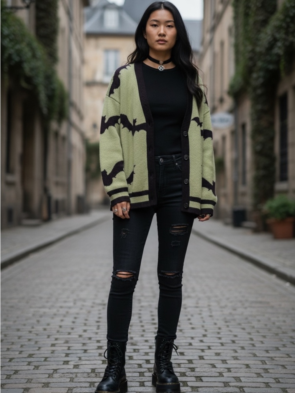 Spooky Green Bat Cardigan